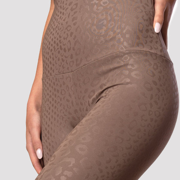 Emily hsu embossed leopard latte leggings