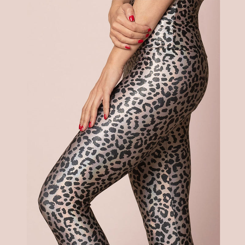 Emily Hsu Glimmer Foil Leopard Leggings