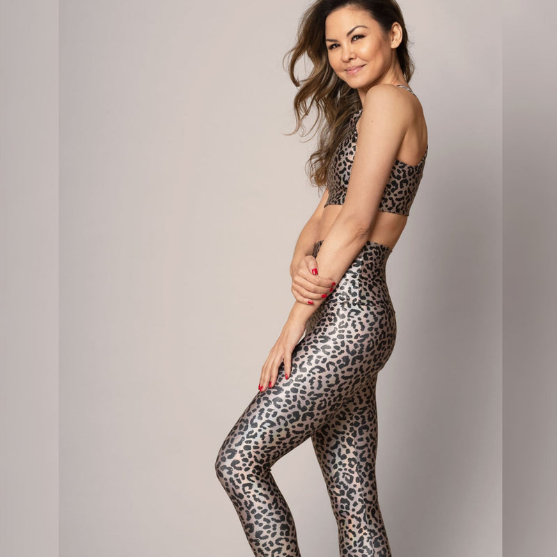 Emily Hsu Glimmer Foil Leopard Leggings