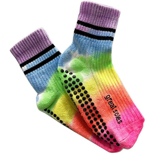 Great Soles Greer Boyfriend Tie Dyed Crew Grip Sock - Neon Multi