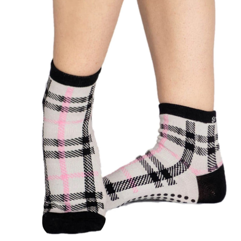 great soles emelia short crew grip socks plaid