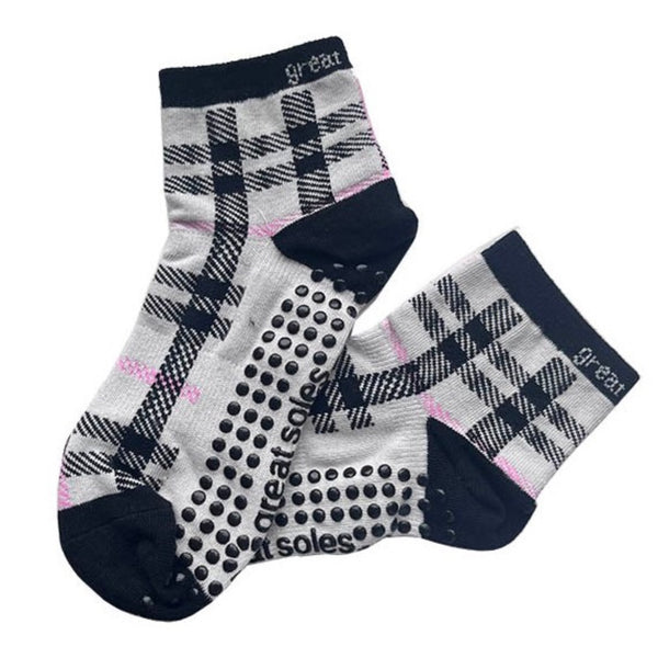 great soles emelia short crew grip socks plaid