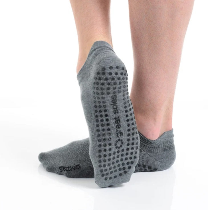 Great Soles Riley Tab Back Grip Sock - Grey Black