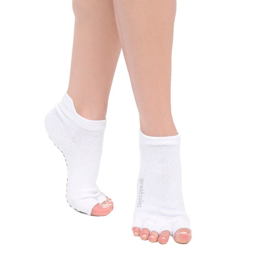 Great Soles Zoe Half Toe - White Grey Grip Socks 
