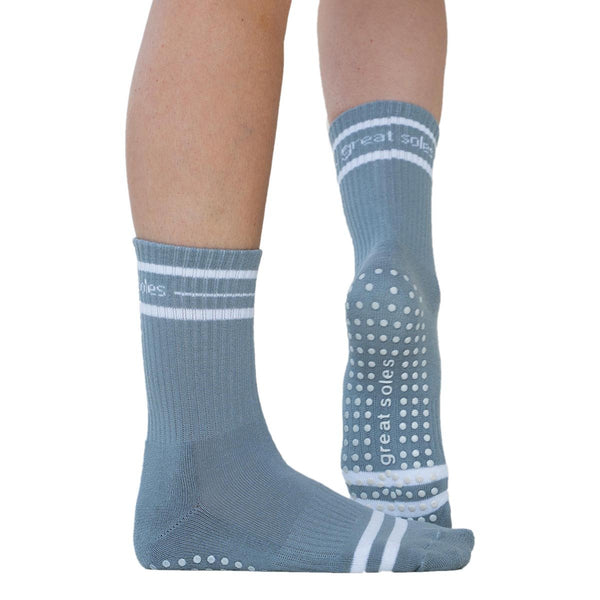 great soles jess crew grip socks gray white