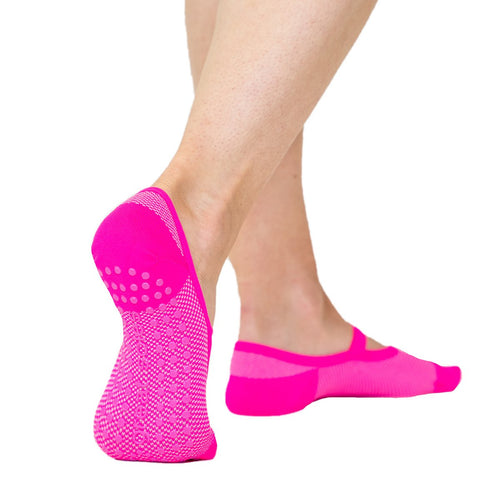 great soles mia mesh neon pink grip socks