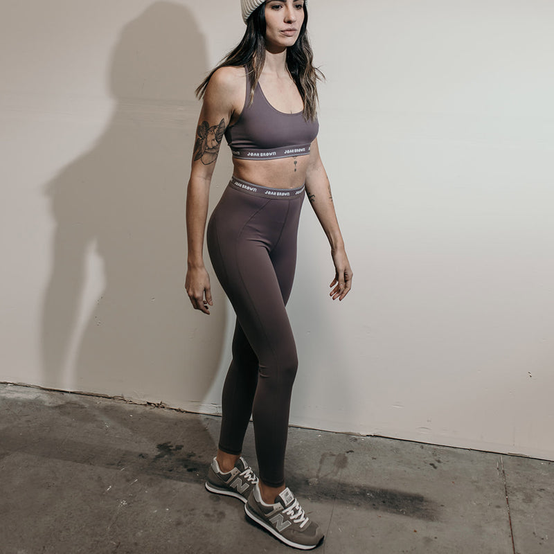 Joah brown sports legging sueded mauve logo