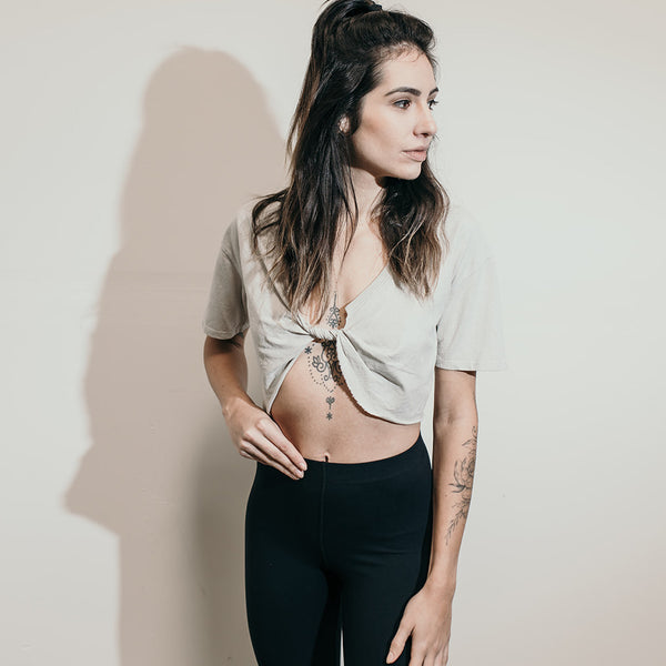 Joah brown twist tee cotton fog