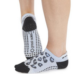 Great Soles - Keira Leopard Tab Back Grip Sock (Barre / Pilates) - SIMPLYWORKOUT