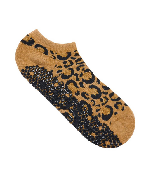 Moveactive Classic Low Rise Grip Socks Gold Sparkle Cheetah