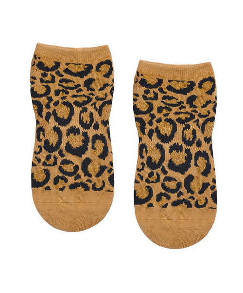 Moveactive Classic Low Rise Grip Socks Gold Sparkle Cheetah