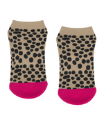 move active classic low rise grip socks tan and pink spots