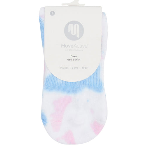 move active crew grip socks rose and powder blue tie dye