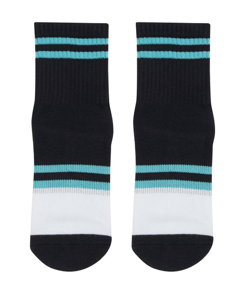 move active crew grip socks turquoise stripes