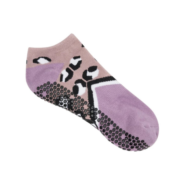 Moveactive Classic Low Rise Grip Socks Cheetah Volley Fawn & Mauve 