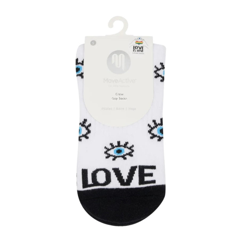 move active love and peace crew grip socks