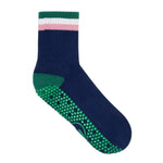 move active grip socks crew preppy ribbed navy and dusty rose