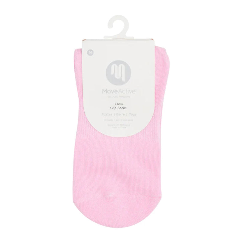 move active ribbed sporty crew pink grip socks
