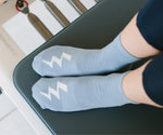 Crew - Lightning Bolt Blue Steel Grip Socks (Barre / Pilates)