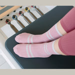 MoveActive Unisex Crew Grip Socks - Ribbed Metallic Dusty Rose