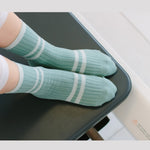 MoveActive Unisex Crew Grip Socks - Ribbed Metallic Mineral Green