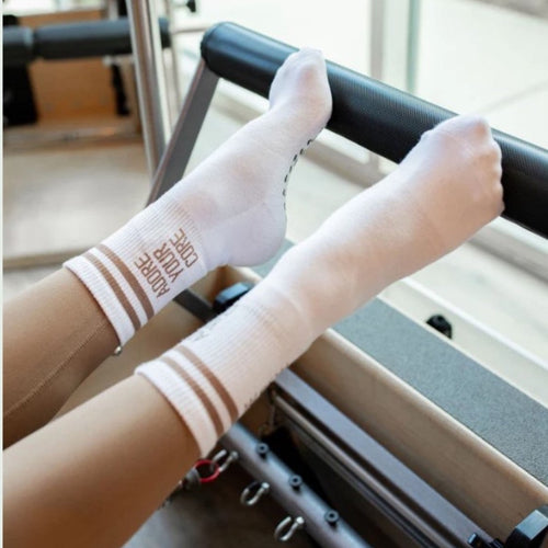 pilates honey adore your core crew grip socks
