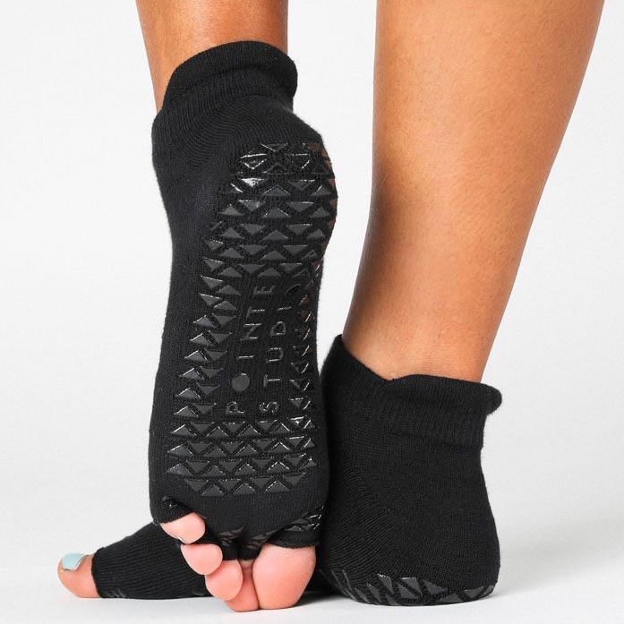 pointe studio basal full foot toeless black grip socks
