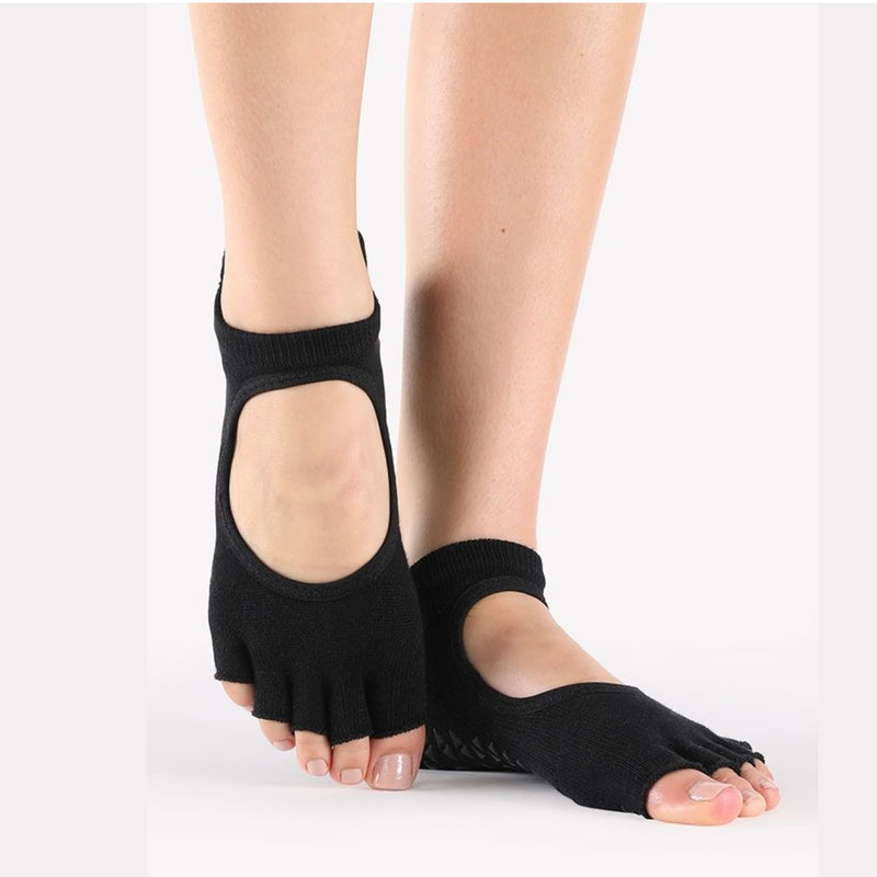 Pointe Studio Base Toeless Grip Socks Black 