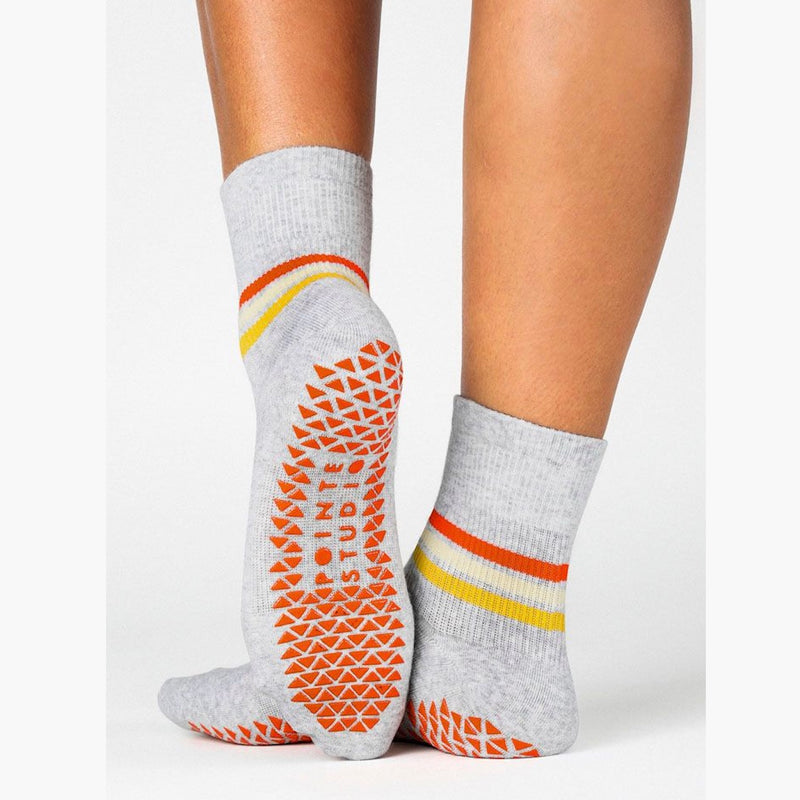 pointe studio Phoebe ankle grip socks citrus stripe