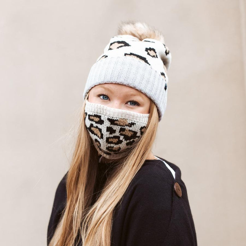 pretty simple beanie mask leopard set
