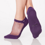 star grip shashi socks in purple for barre and pilates
