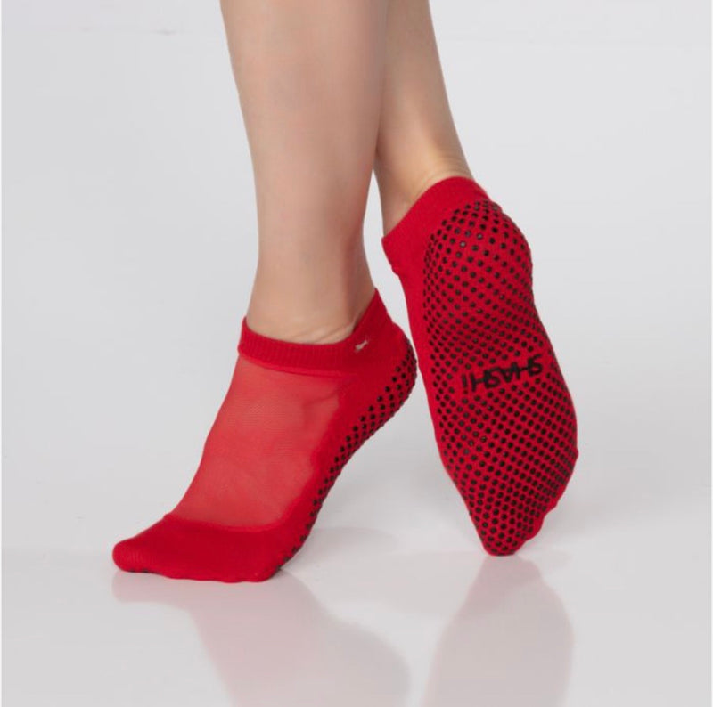 Shashi classic mesh grip socks red
