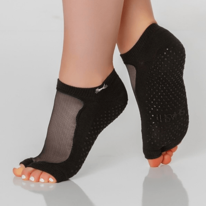 Clean Cut Toeless Black Grip Sock - Pointe Studio - simplyWORKOUT