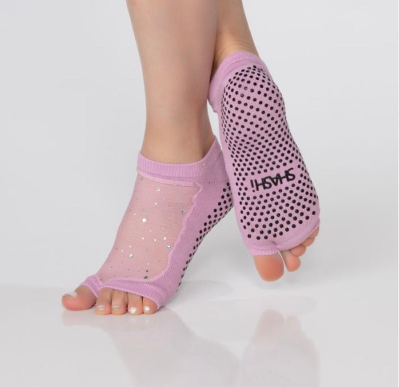 Shashi star open toe grip socks pink rose