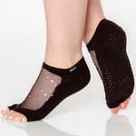 SHASHI Star Grip Socks - Open Toe black glitter