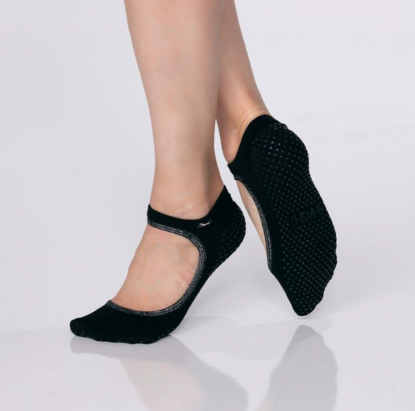shashi sweet black silver grip socks