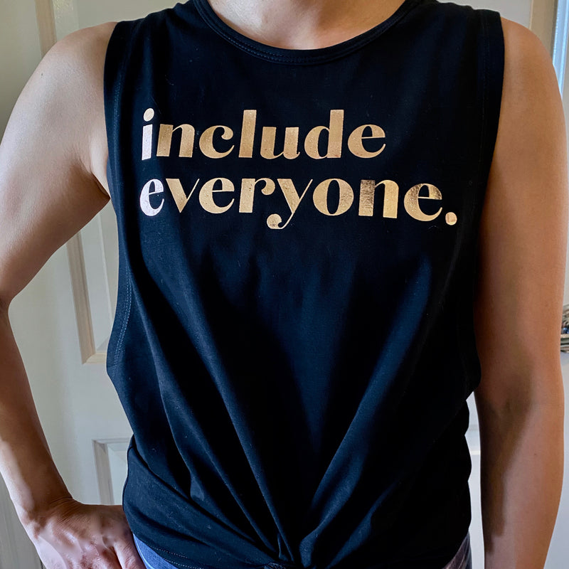 simply workout include everyone muscle tank rose gold foil