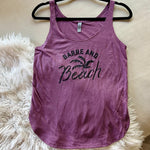 simply workout mauve barre and beach strappy tank
