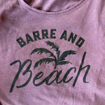 simply workout mauve and black barre and beach strappy tank