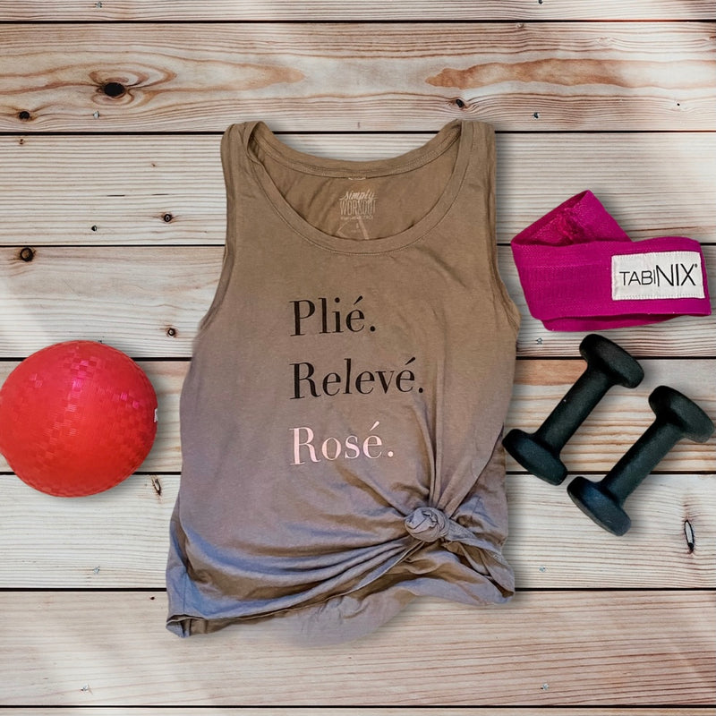 simply workout plie releve rose tank