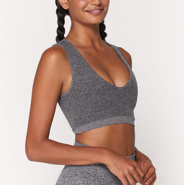 Spiritual Gangster Metta Seamless Plunge Brami - Heather Grey