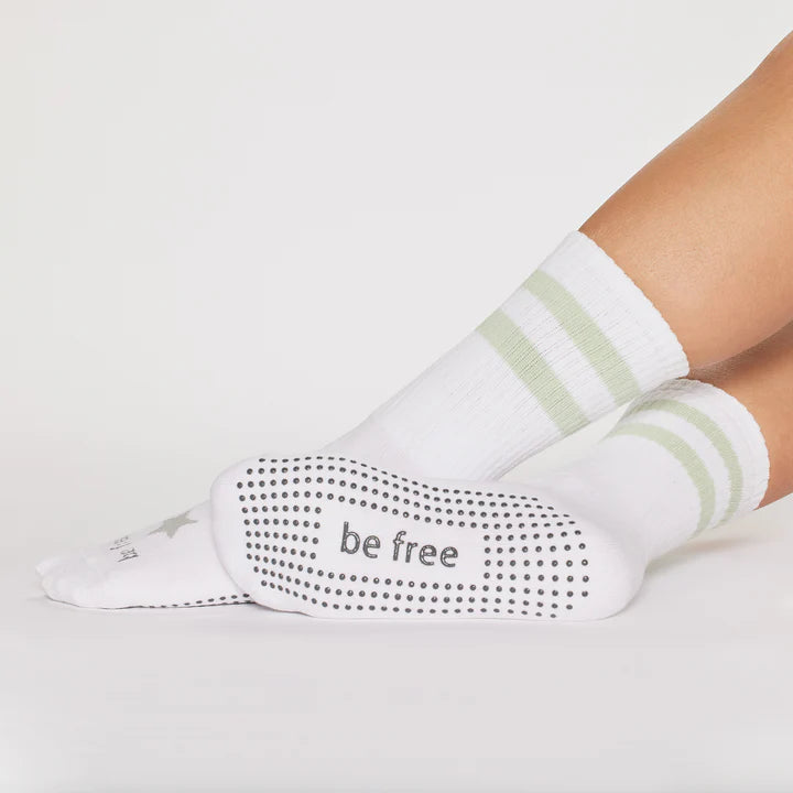 Be Free Honeydew Crew Grip Socks - Sticky Be - simplyWORKOUT – SIMPLYWORKOUT