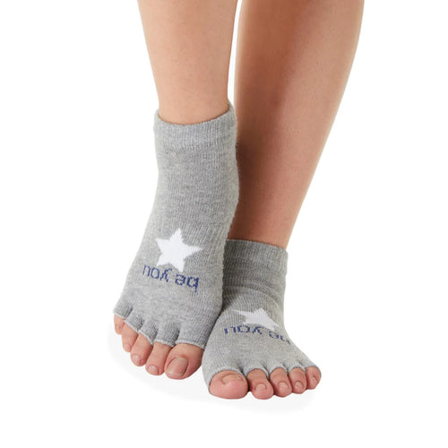 sticky be Be You - Navy Heather Grey Star Half Toe Grip Socks