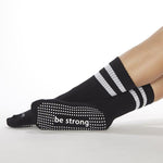 sticky be strong crew black grip socks