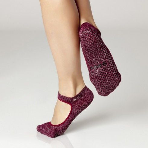 sweet grip shashi sock in burgundy wine for barre and pilates