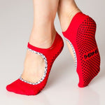 sweet grip shashi sock in red for barre and pilates