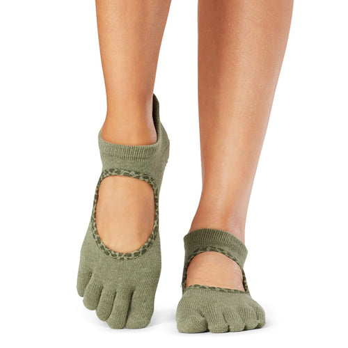Bellarina Full Toe - Olive Leopard Grip Socks (Barre / Pilates) - SIMPLYWORKOUT