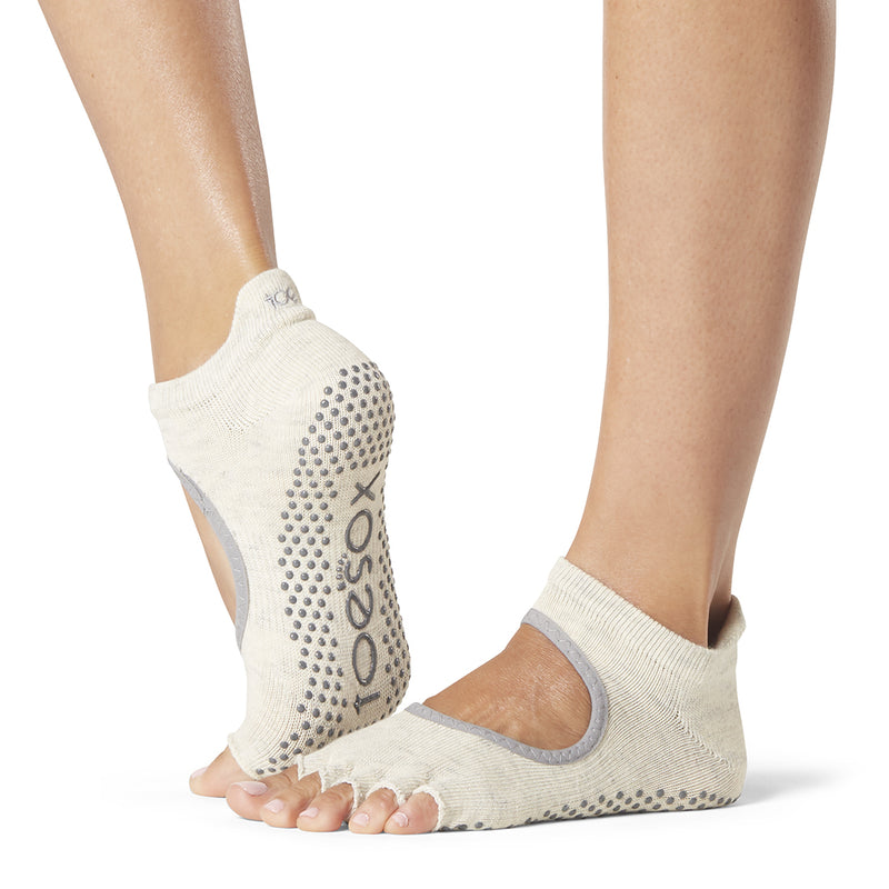 toe sox half toe ballerina grip socks oatmeal gray
