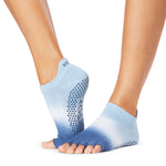 Toesox Low Rise Half Toe Grip Socks - Deepwater Ombre Stripe