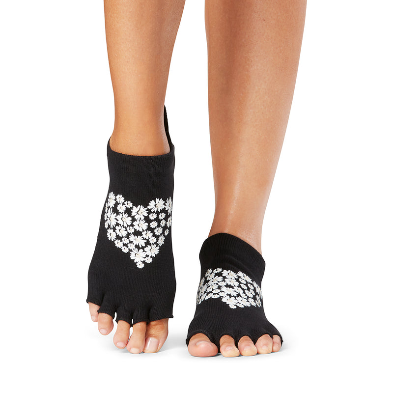 toesox low rise grip socks blooming love  half toe